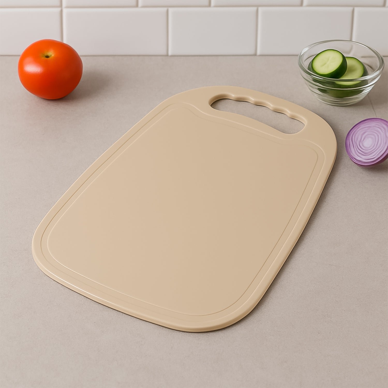 Plastic Chopping Board 34x23 cm – Durable, Non-Slip with Handle