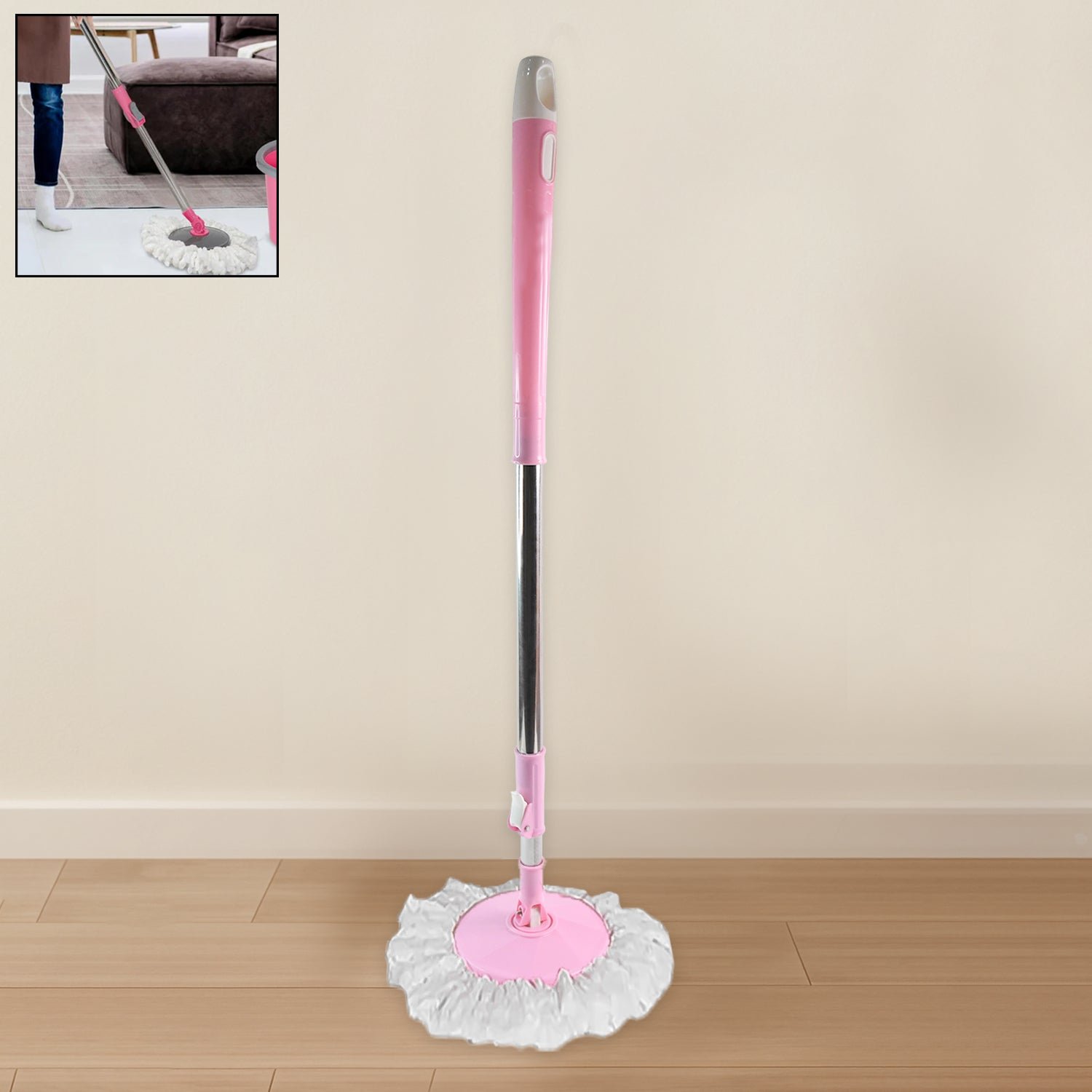 360° Spin Mop – Stainless Steel & Microfiber | Velvet Wipe