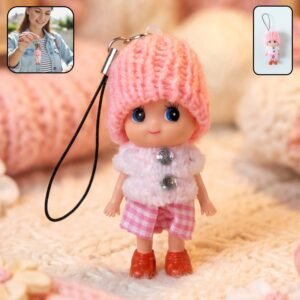 Mini Doll Keychain – Adorable Soft Knitted Cap & Vibrant Design
