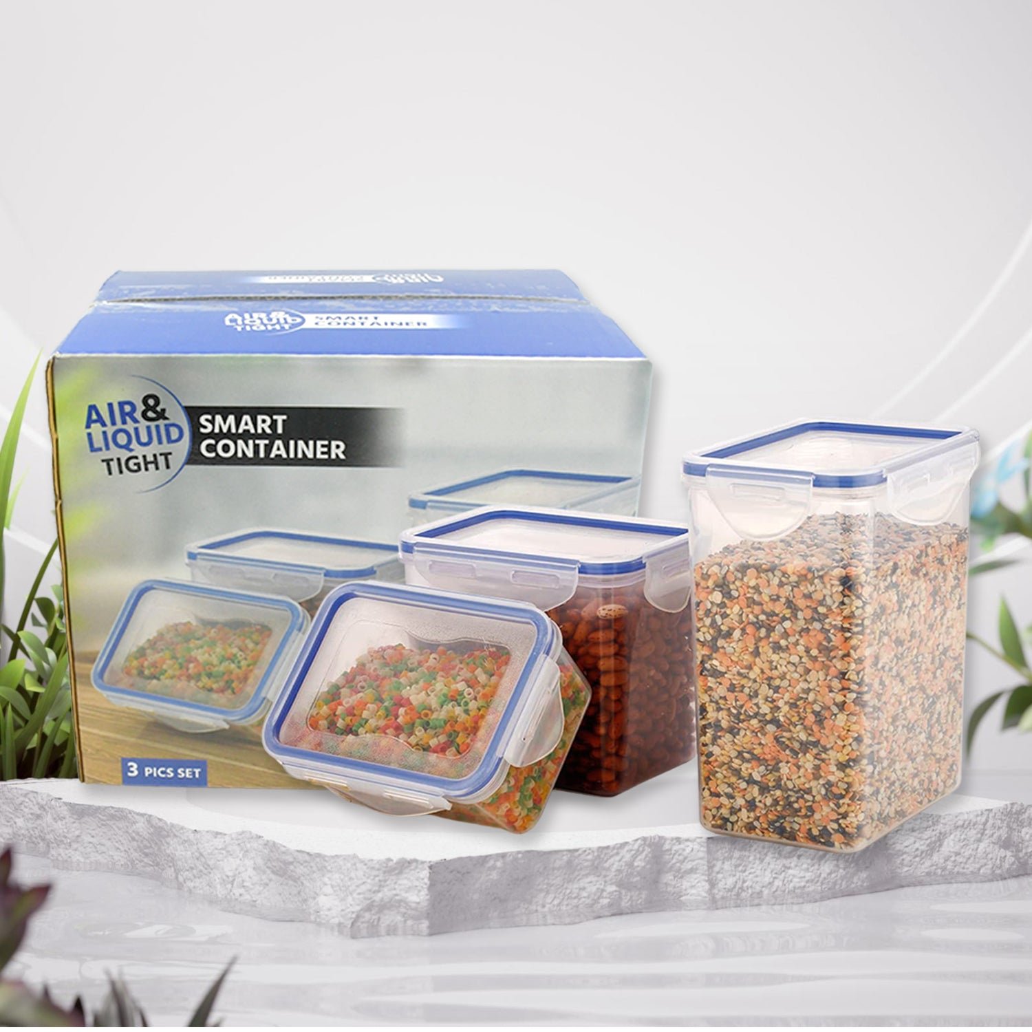 Airtight Food Storage Containers – Set of 3 with Leak-Proof Lids | Organivo