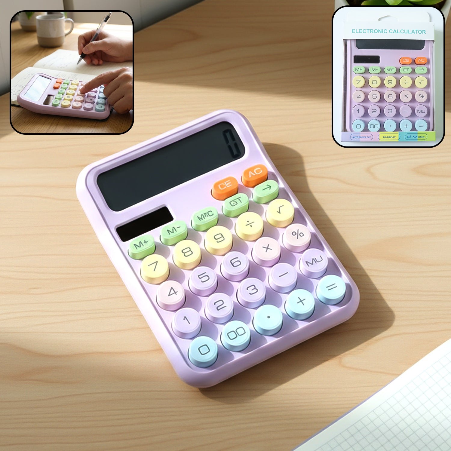 Desktop Calculator – Large Display & Soft Multicolor Keys
