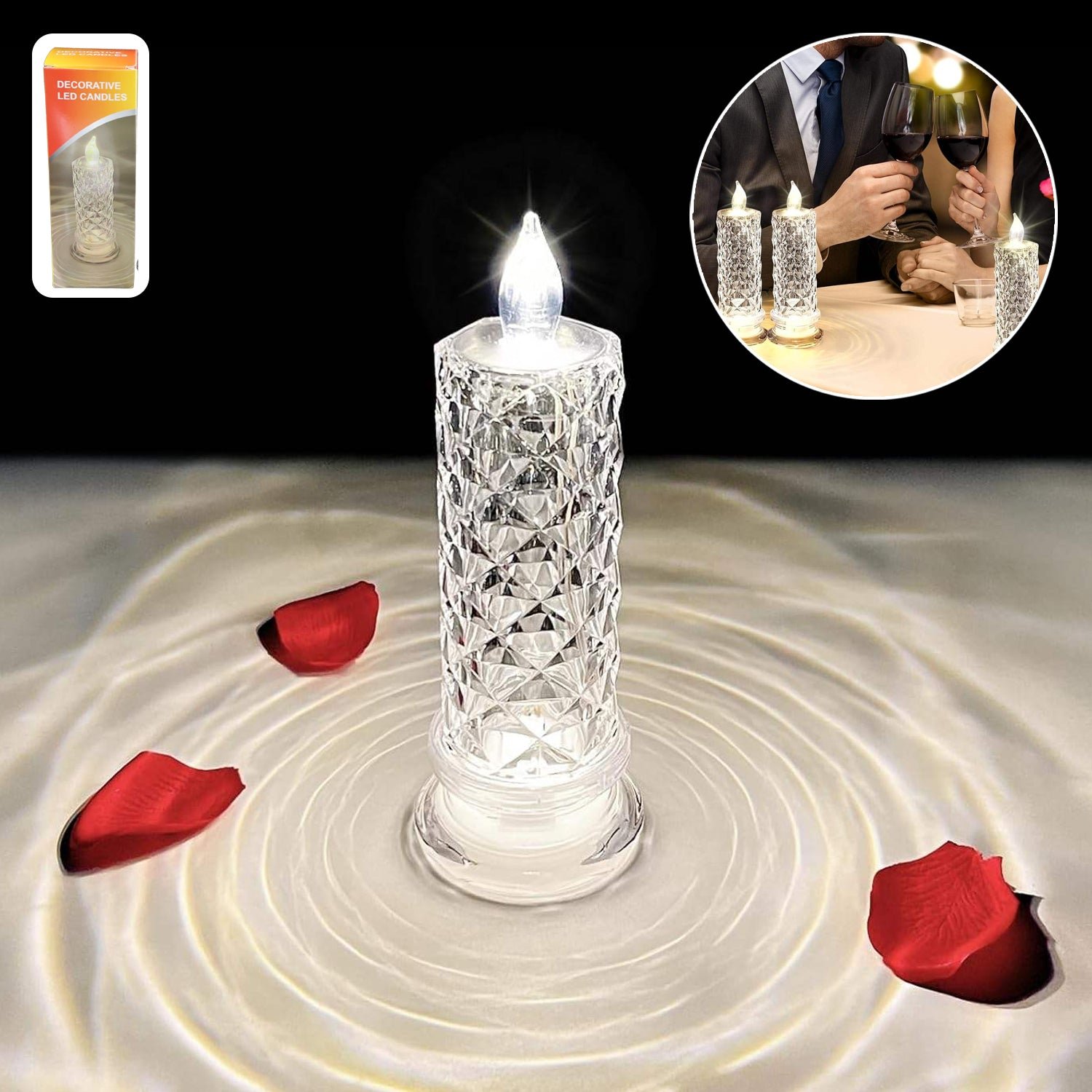 LED Crystal Candle Light – Flameless Safe Decorative Glow