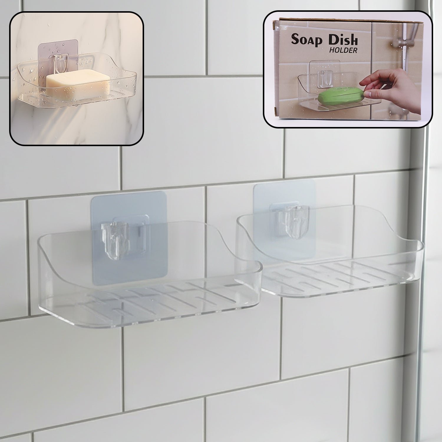 Transparent Wall-Mounted Soap Dish Set – Space-Saving & Drainage
