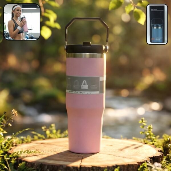 Stainless Steel Travel Tumbler – 900 ML Insulated with Handle