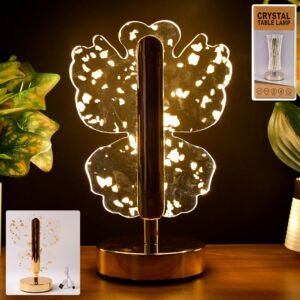 Crystal LED Table Lamp – Luxury Golden Butterfly Accent