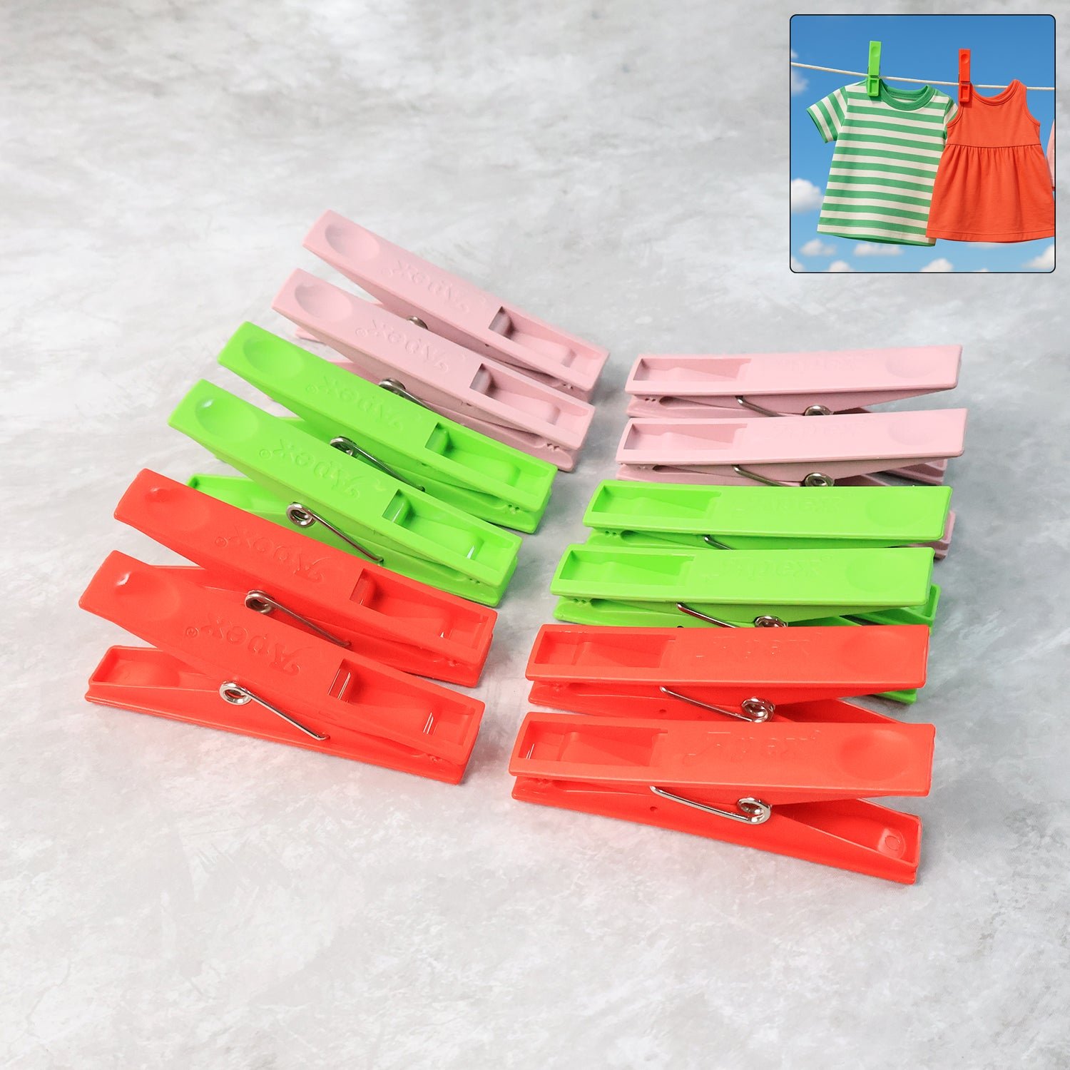 Cloth Clips Set of 12 – Durable Plastic Laundry Pegs with Strong Grip