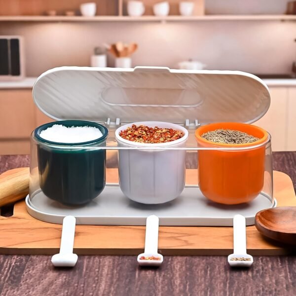 Spice Box – 3-Grid Masala Storage with Spoons | Tidy Table