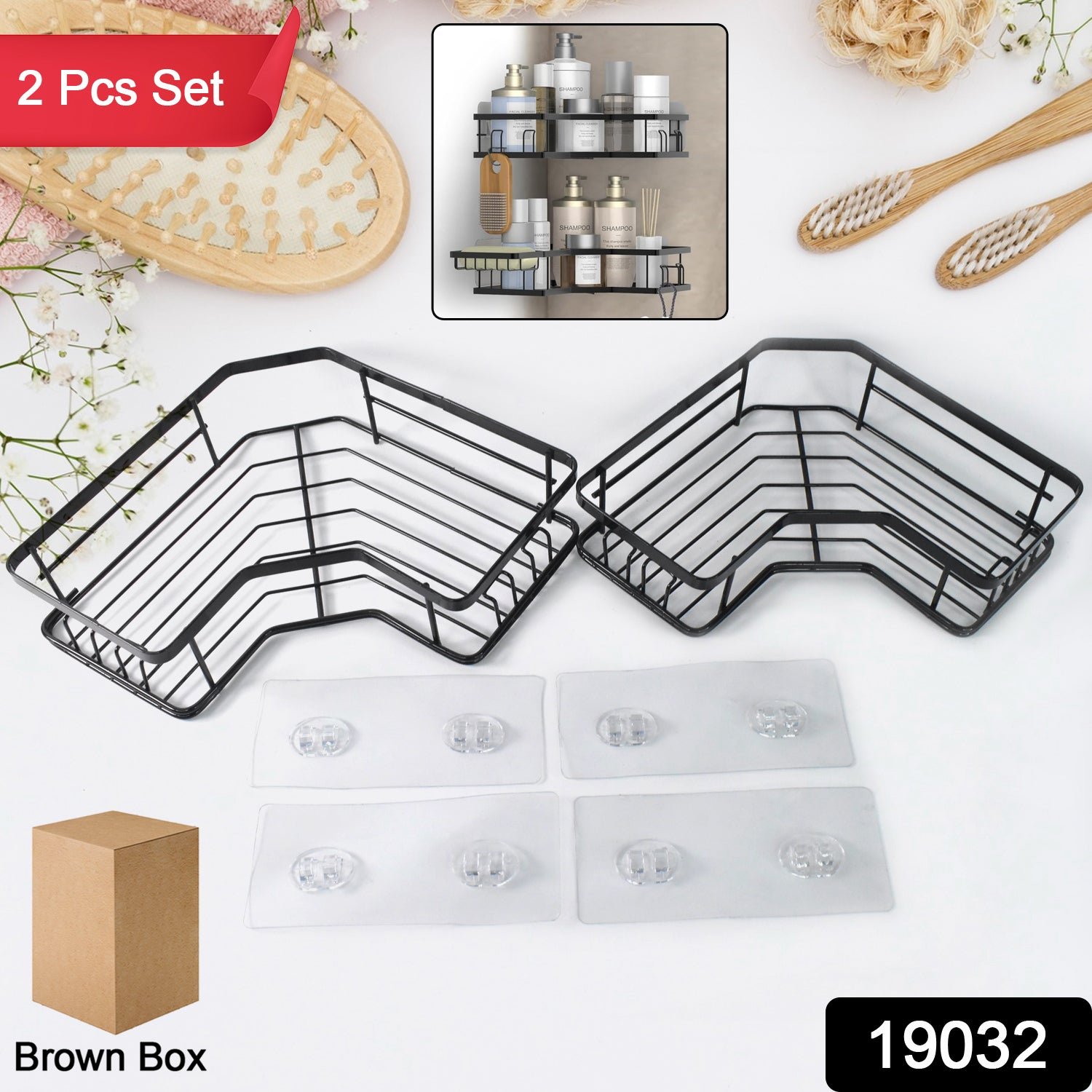 Stainless Steel Corner Shelf Organizer – Space-Saving & Durable (2 Pc)