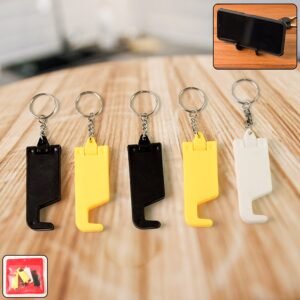 Plastic Keychain Mobile Stand – 2 in 1 Multicolor Phone Holder Set