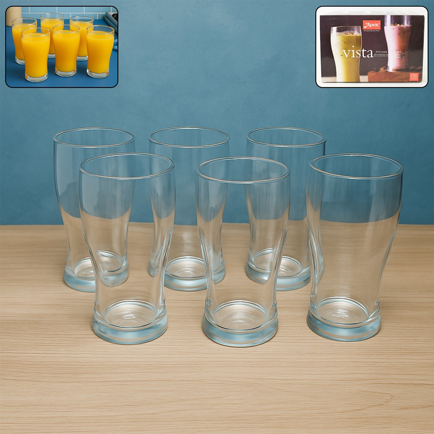 Unbreakable Pitcher Glass Set – Vista 350 ML, 6-Piece Durable Drinkware