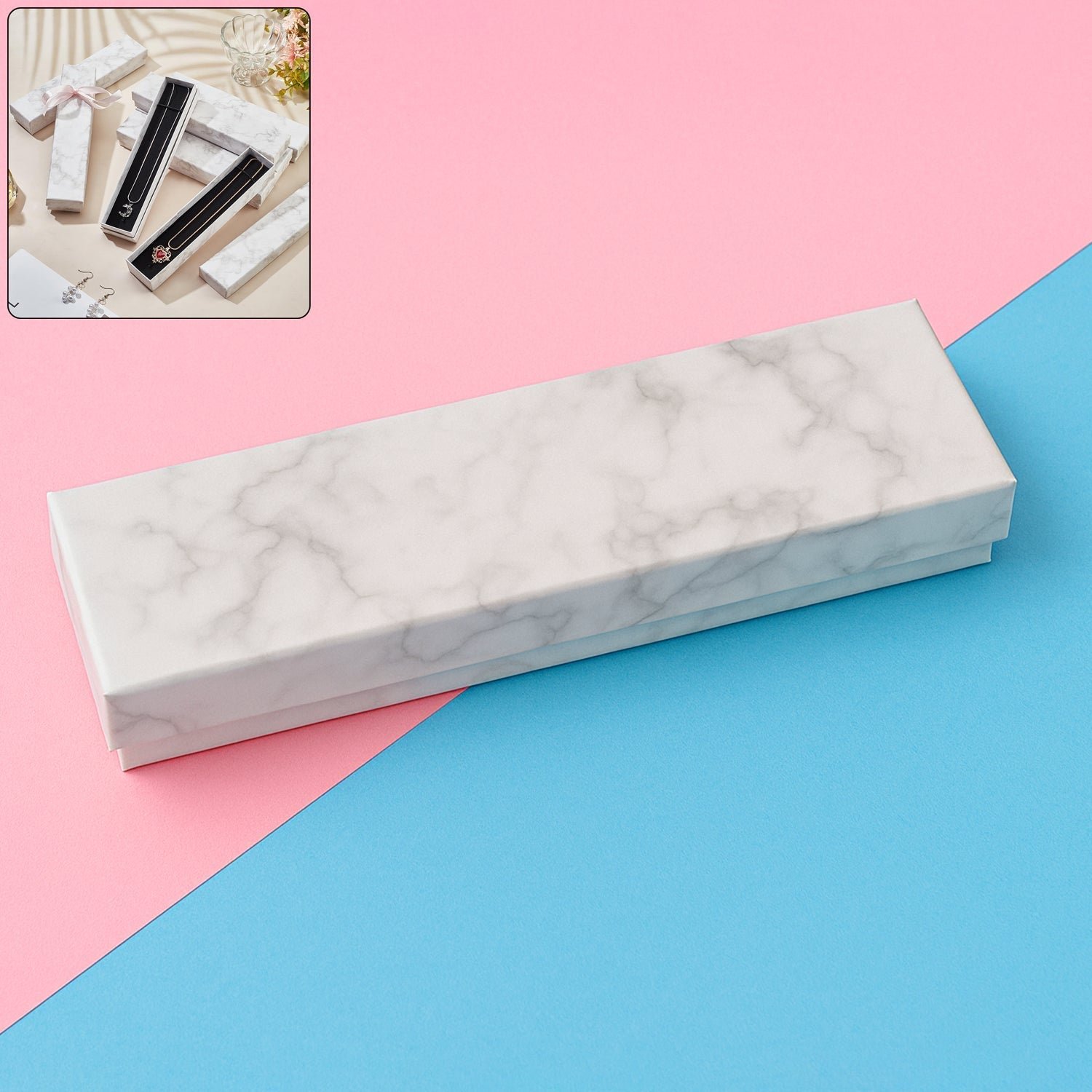 Jewelry Gift Box – Marble Finish Velvet Insert for Bracelets 21x5cm