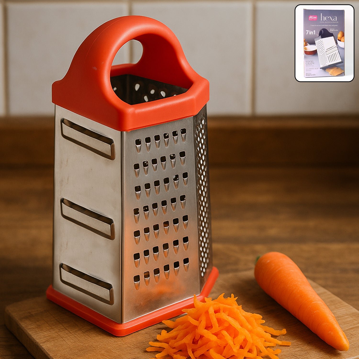 7-in-1 Stainless Steel Box Grater – Heavy Duty & Ergonomic