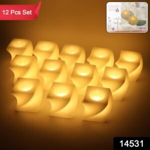 LED Flameless Decorative Candle Set – 12 Square Tealight Lamps
