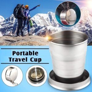Folding Camping Cup – Stainless Steel Portable with Keychain | hydrozilla