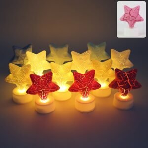 Star Shape LED Tealight Candles – Set of 12 Decorative Lights