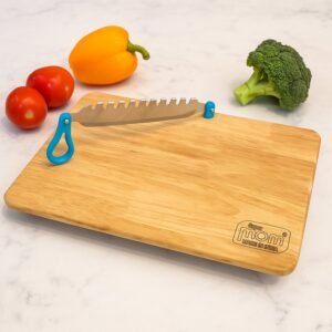 Wooden Cutting Board with Ergonomic Knife – Durable & Compact Set