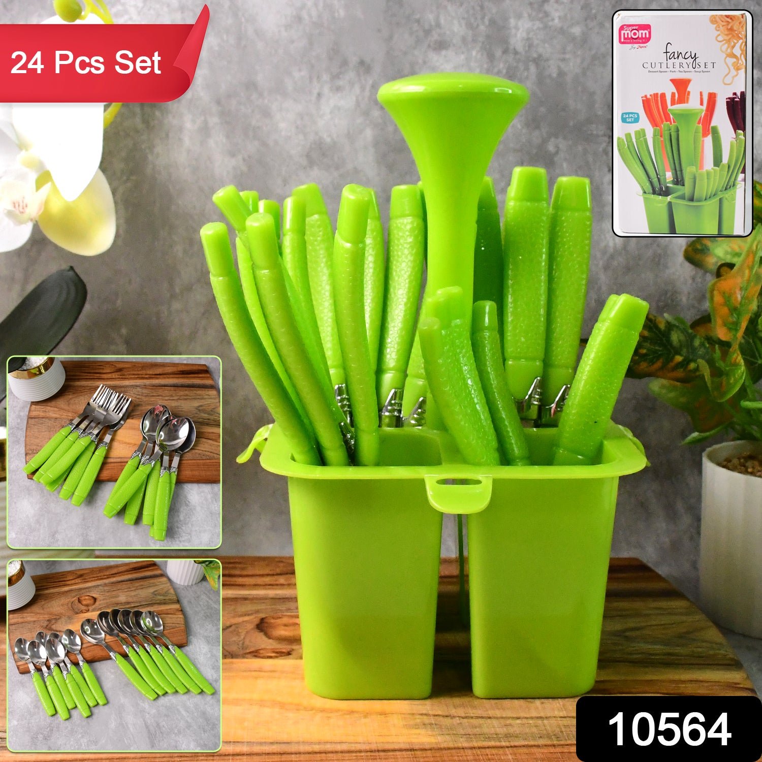 Stainless Steel Cutlery Set – Elegant 24-Piece with Holder