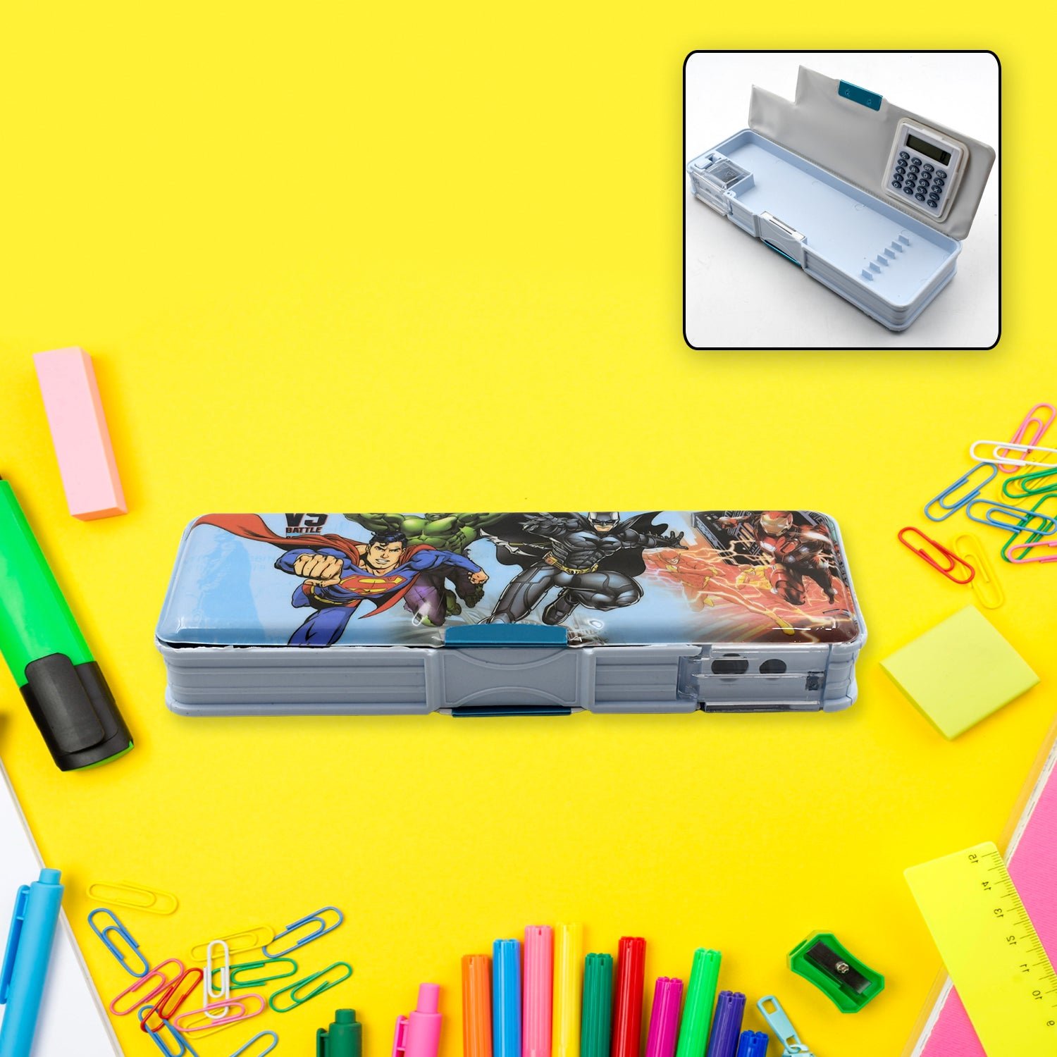 Magnetic Geometry Pencil Box – Dual Sharpener & Calculator |