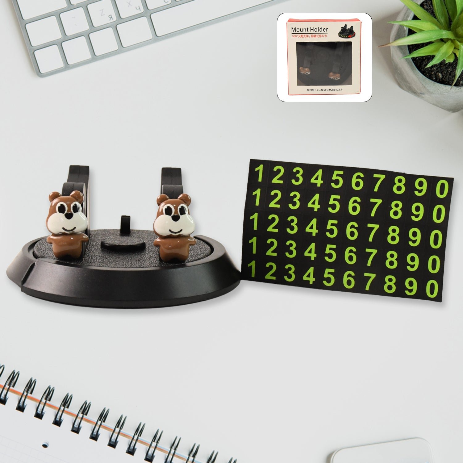 Car Dashboard Mobile Phone Holder Stand with Parking Number Display