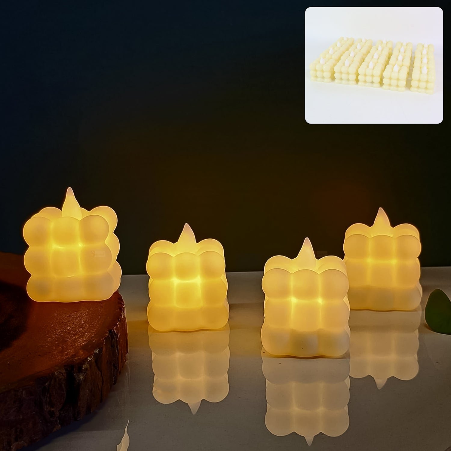 LED Flameless Cube Candles – Set of 24 Decorative Lights