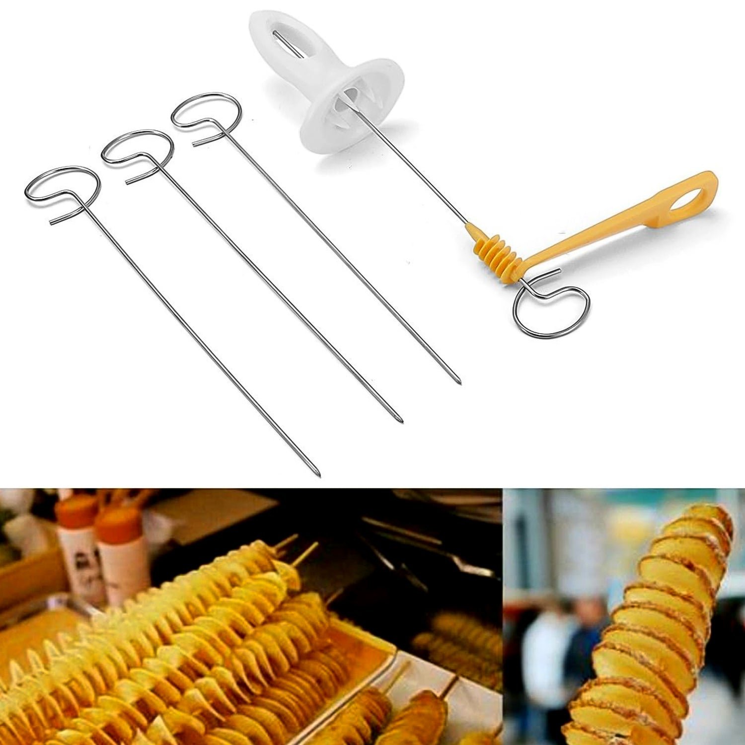 Potato Spiral Cutter – Manual Vegetable Slicer (4 Spits) | Quickslice