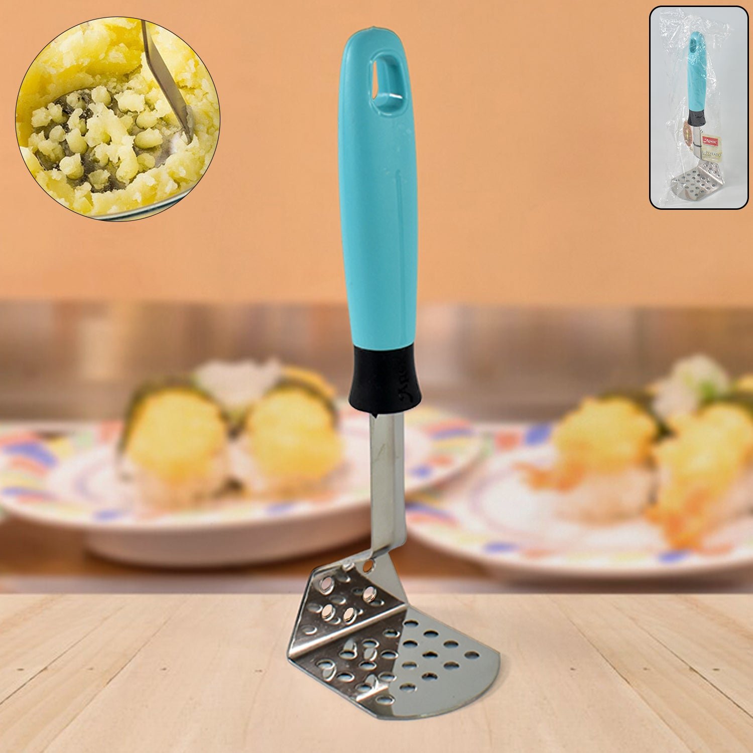 Stainless Steel Potato Masher – Ergonomic Heavy-Duty L-Handle