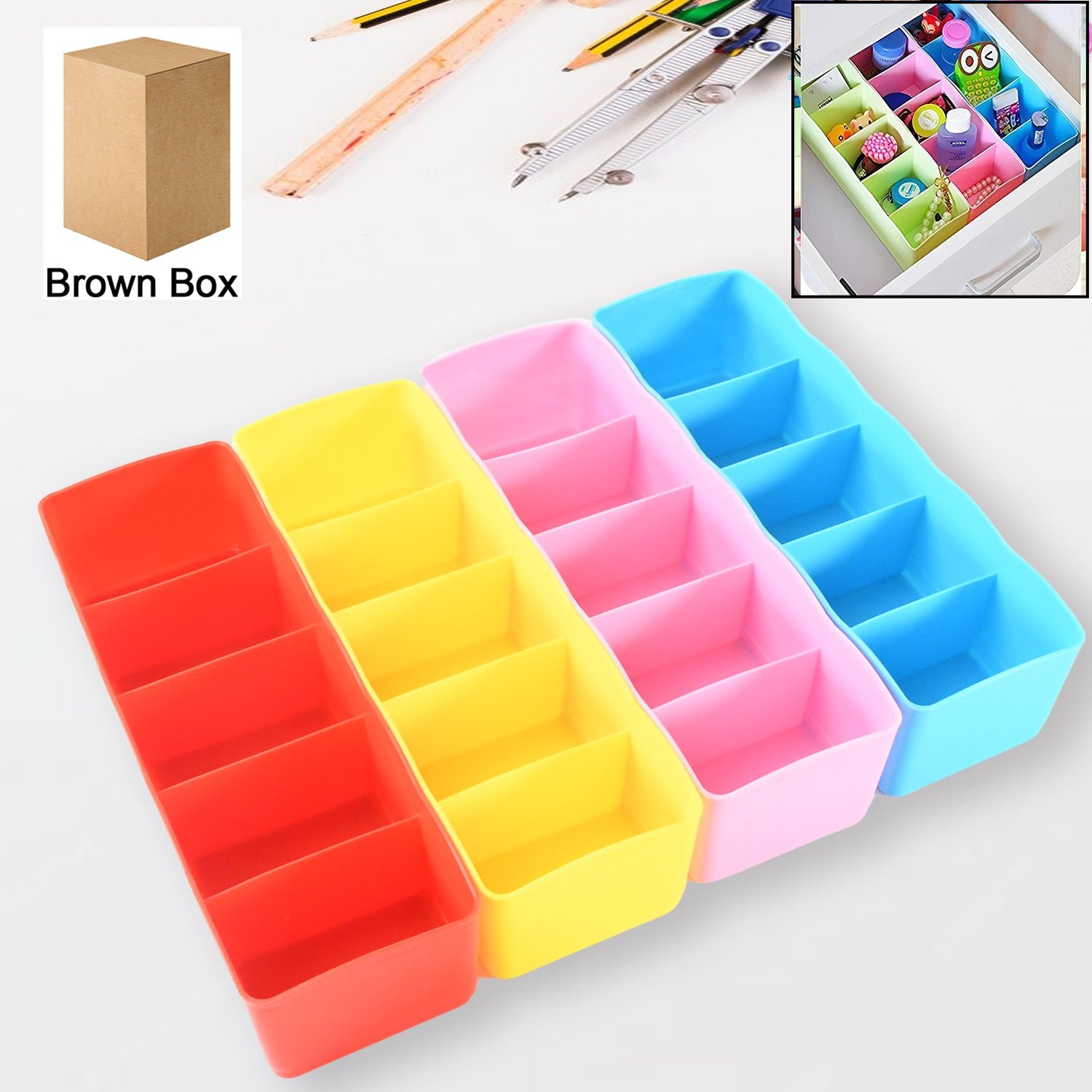 Drawer Organizer Box Set – 5 Grid Compartments (4-Piece) | Organivo