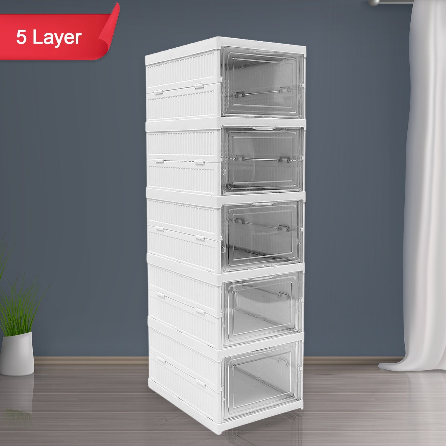 Stackable Storage Cart – 5-Layer Foldable Home Organizer | Organivo