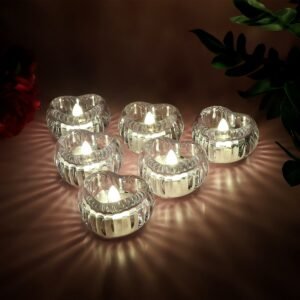 LED Crystal Tealight Candles – Elegant Flameless Warm Glow (6 Pc)