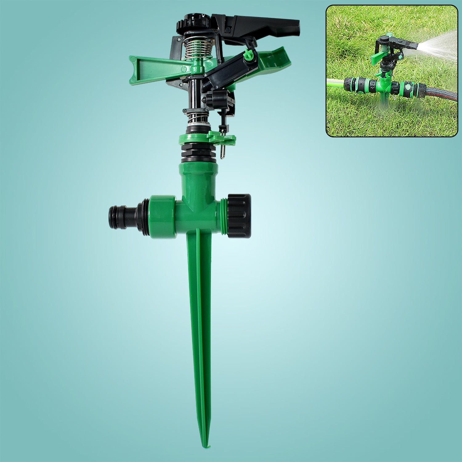 360-Degree Rotating Garden Impact Sprinkler – Adjustable Water Coverage