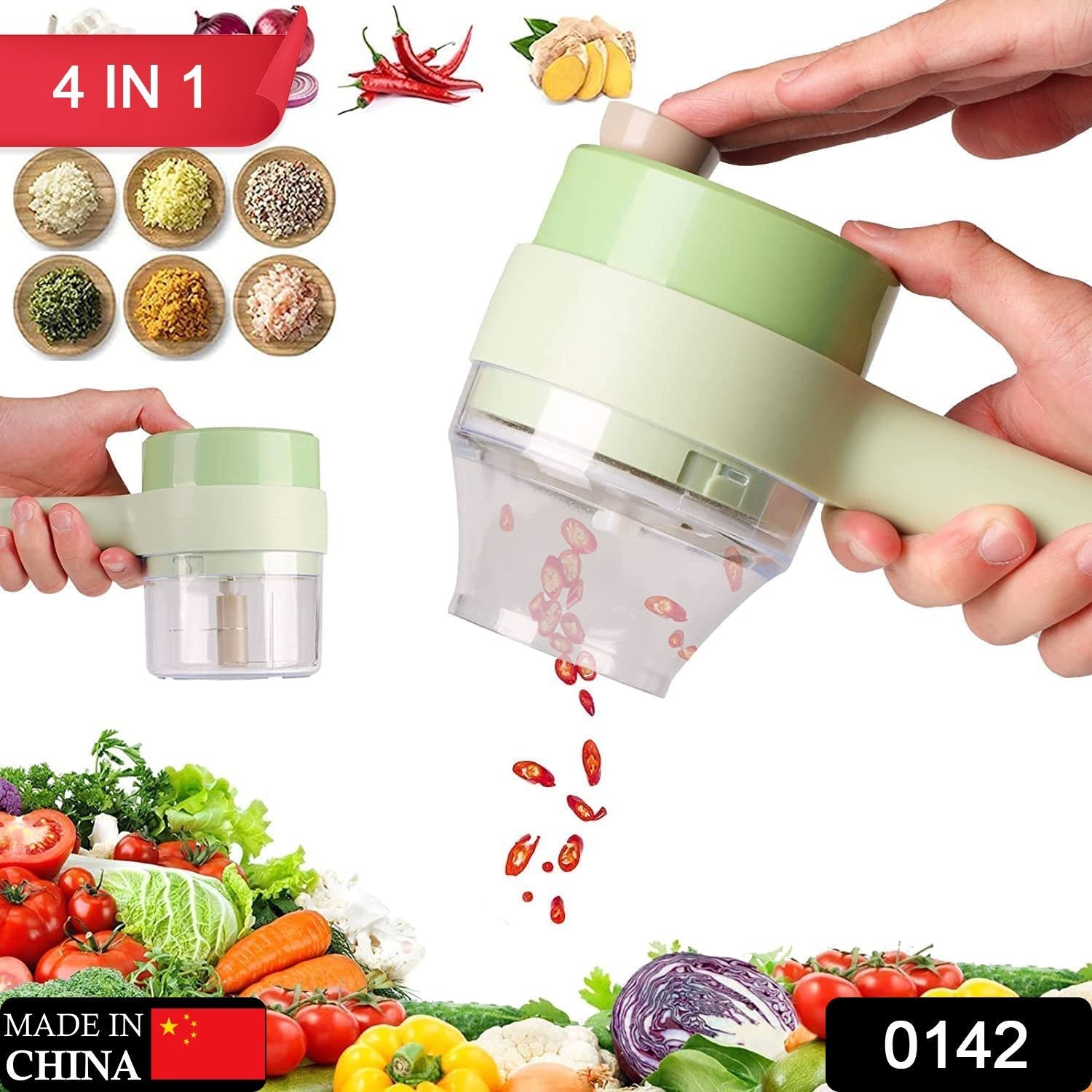 Electric Vegetable Cutter – 4-in-1 Handheld Slicer | Indo Glow
