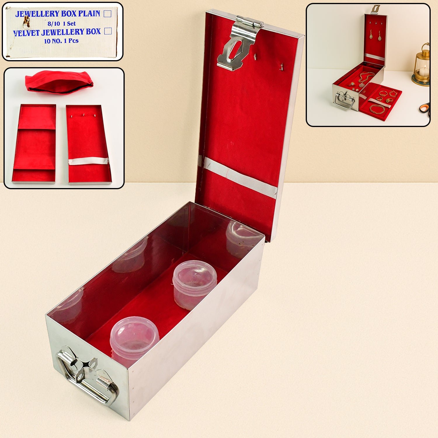 Jewellery Storage Box – Stainless Steel with Velvet & Lock