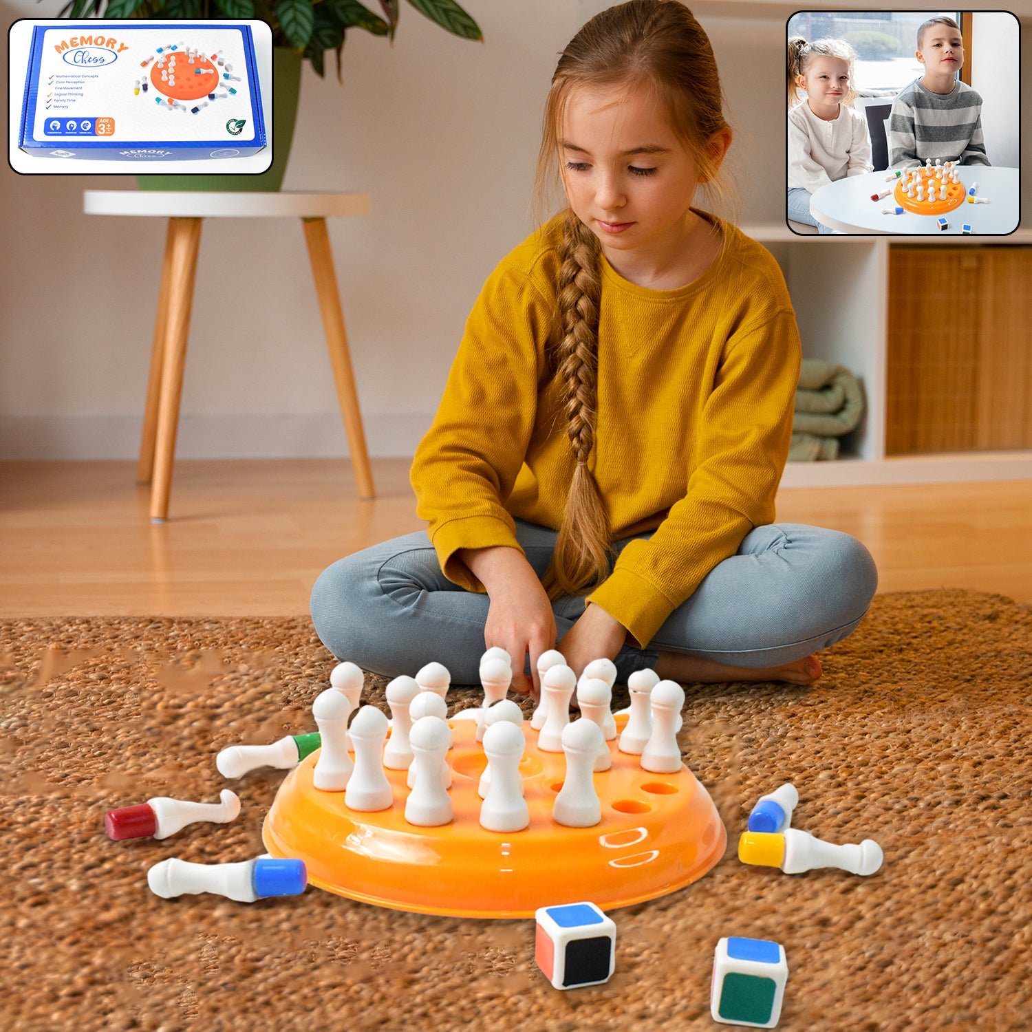 Memory Chess Game – Plastic Brain Teaser with 24 Colorful Pegs