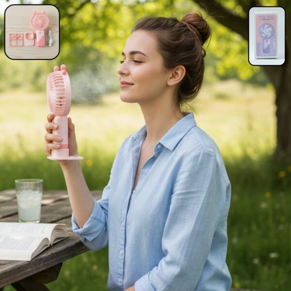 Mini Fan with LED Light – Portable & Rechargeable for Travel & Home