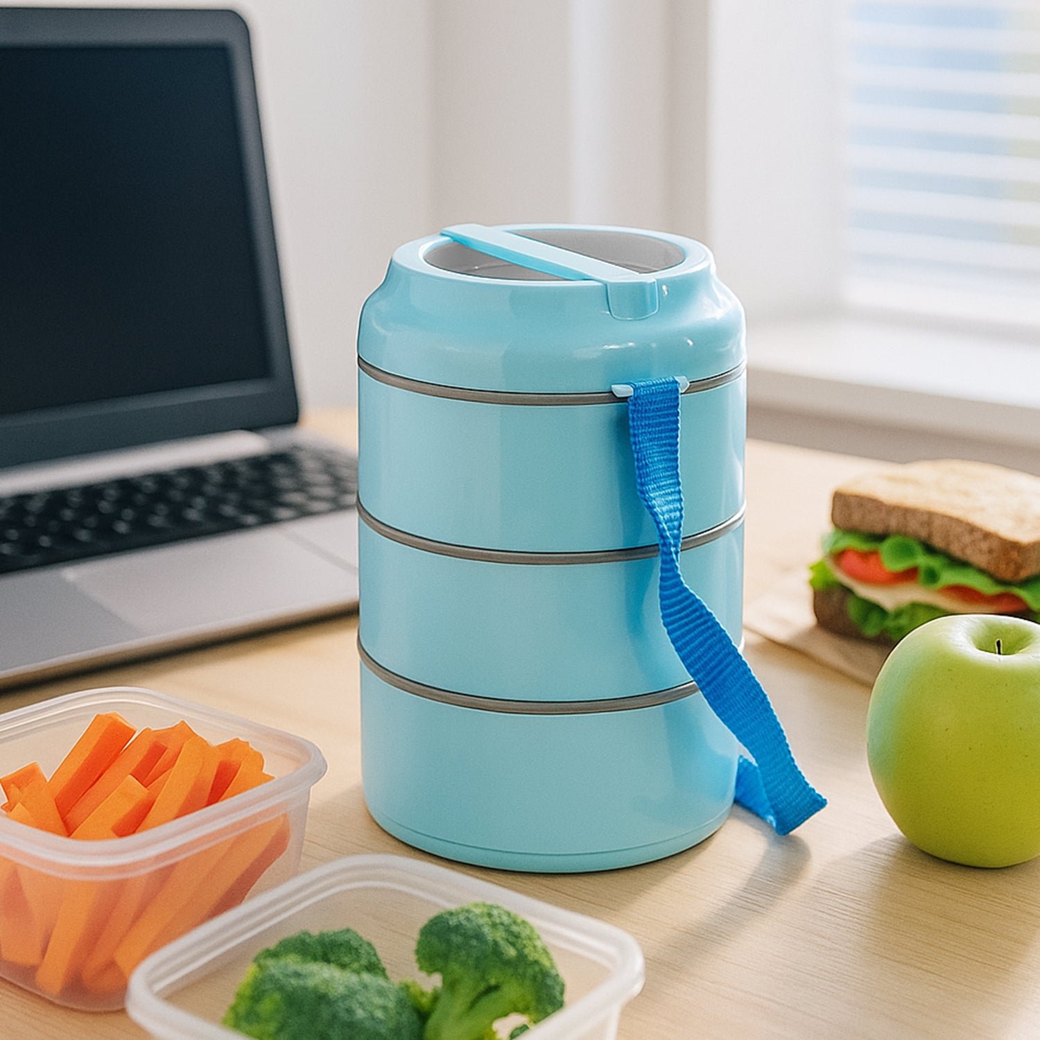 Insulated Lunch Box Set – 3 Layers with Leak-Proof Design & Handle
