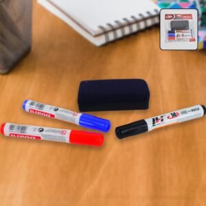 Whiteboard Marker Set – Smooth, Vivid Ink with Duster Pack of 4