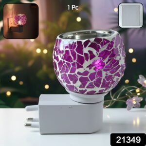 Plug-In Aroma Diffuser Lamp – Purple Mosaic Glass Night Light