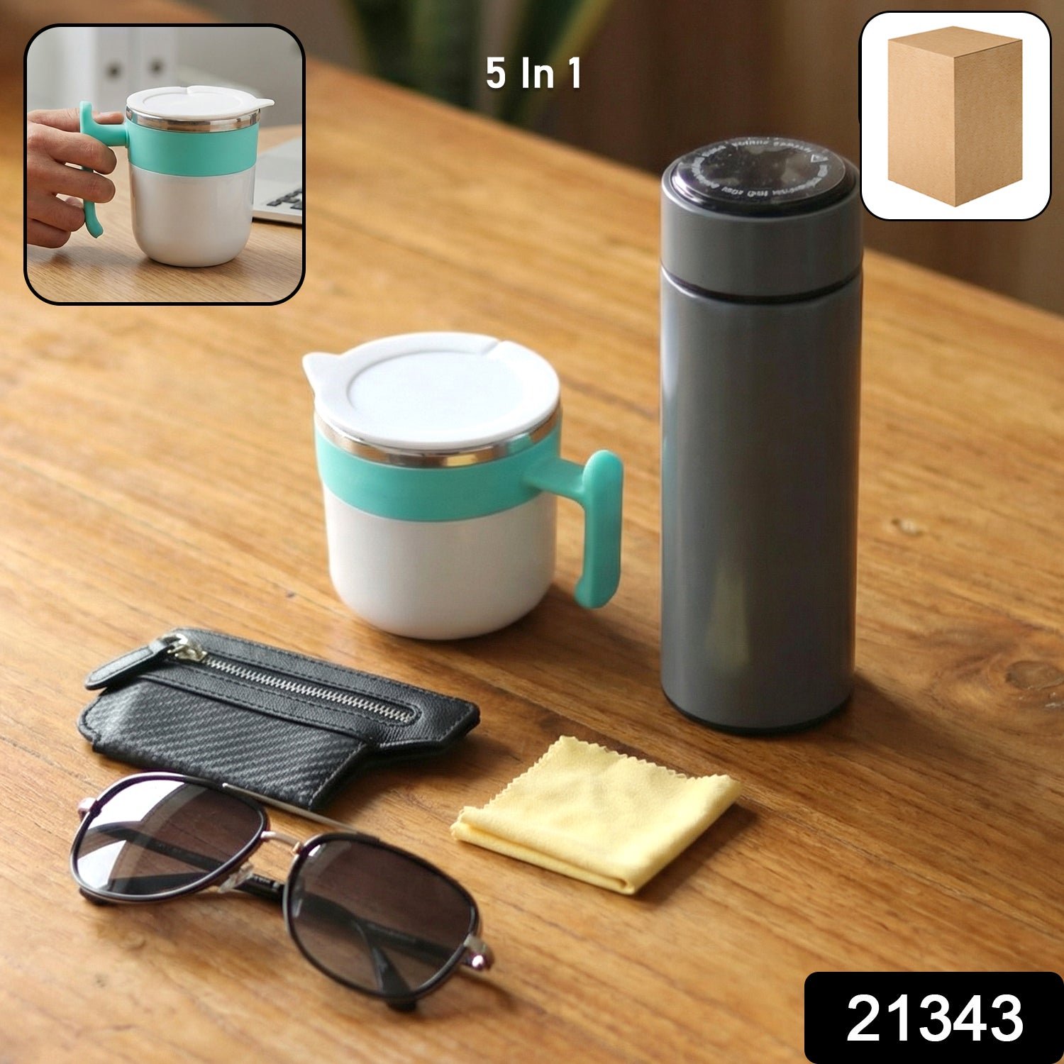 Travel Essentials Set – 5-in-1 Combo with Insulated Bottle & Mug
