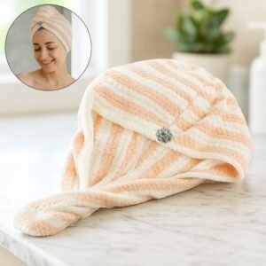 Microfiber Hair Drying Towel Wrap – Soft & Fast-Drying with Teddy Bear Button