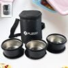 Insulated Stainless Steel Tiffin Lunch Box – 3 Containers with Carry Bag