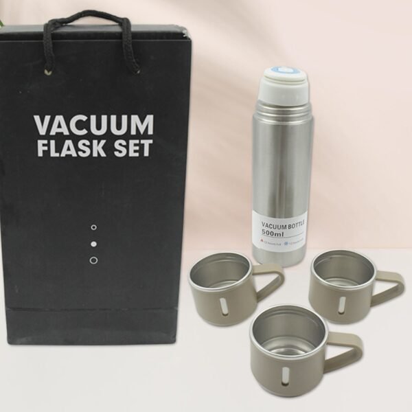 Stainless Steel Vacuum Flask Set – Keeps Drinks Hot & Cold 12h