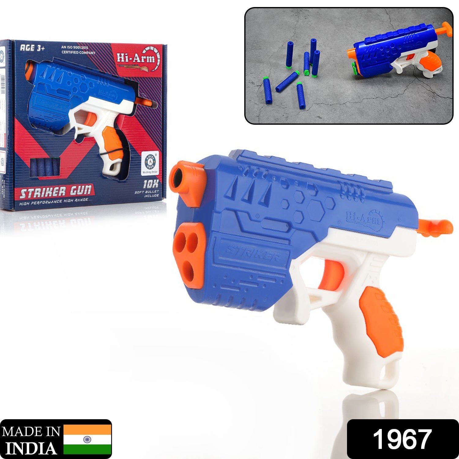 Foam Bullet Gun – ABS Plastic, 10 Suction Darts for Kids | Aditi