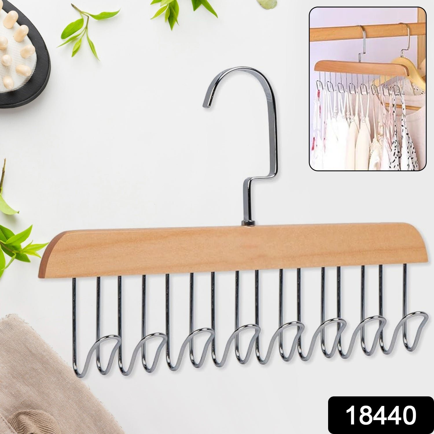 Space Saving Hanger – 8-Hook Lotus Wood Closet Organizer | Organivo