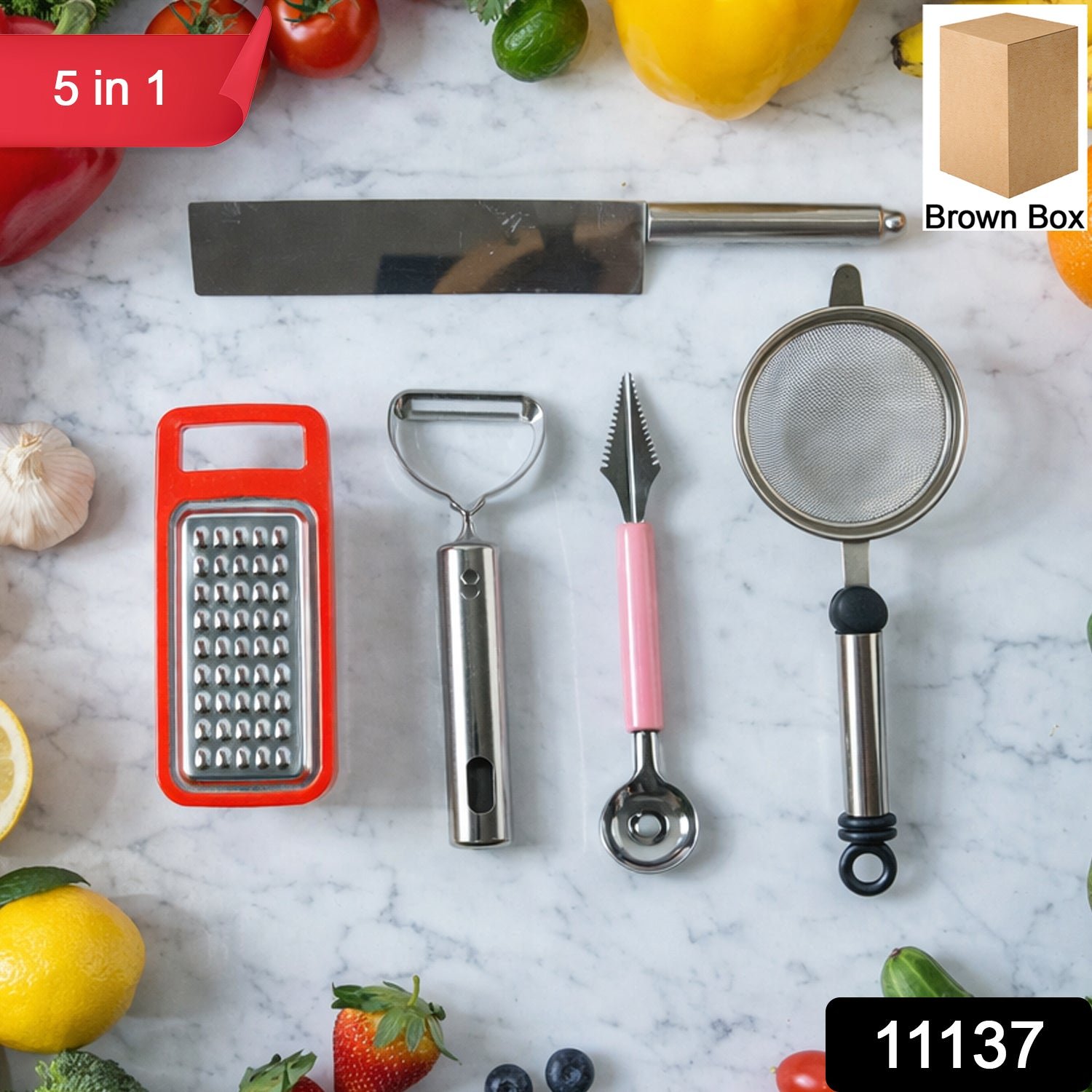 5-in-1 Kitchen Tool Set – Compact & Versatile Food Prep Helper