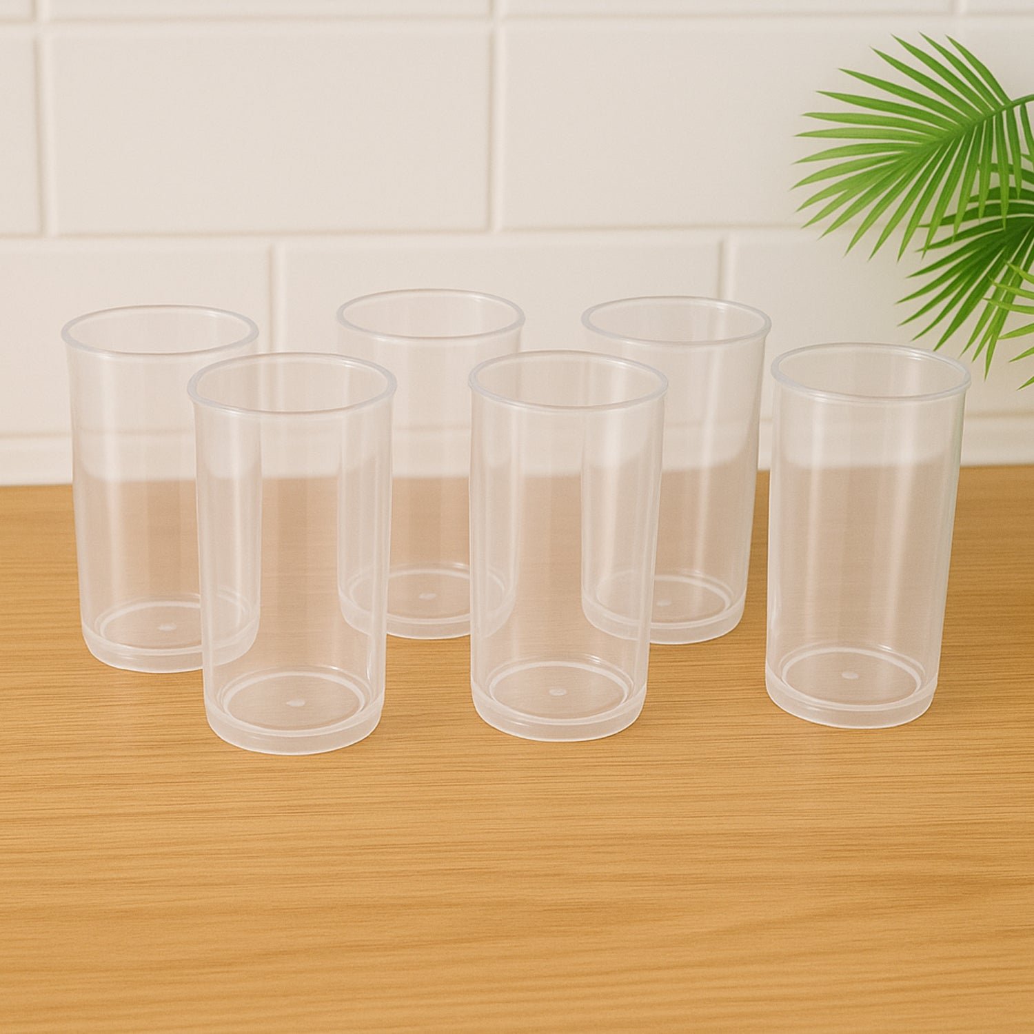 Martini Clear Glass Set – 6 Durable 300ml Plastic Tumblers