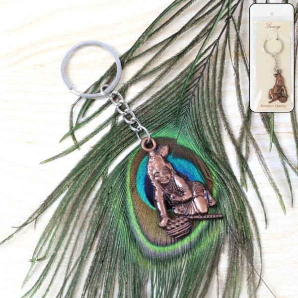 Bal Krishna Keychain – Durable Metal Devotional Accessory