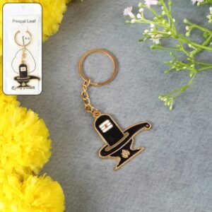 Shivling Keychain – Durable Golden Metal Devotional Charm