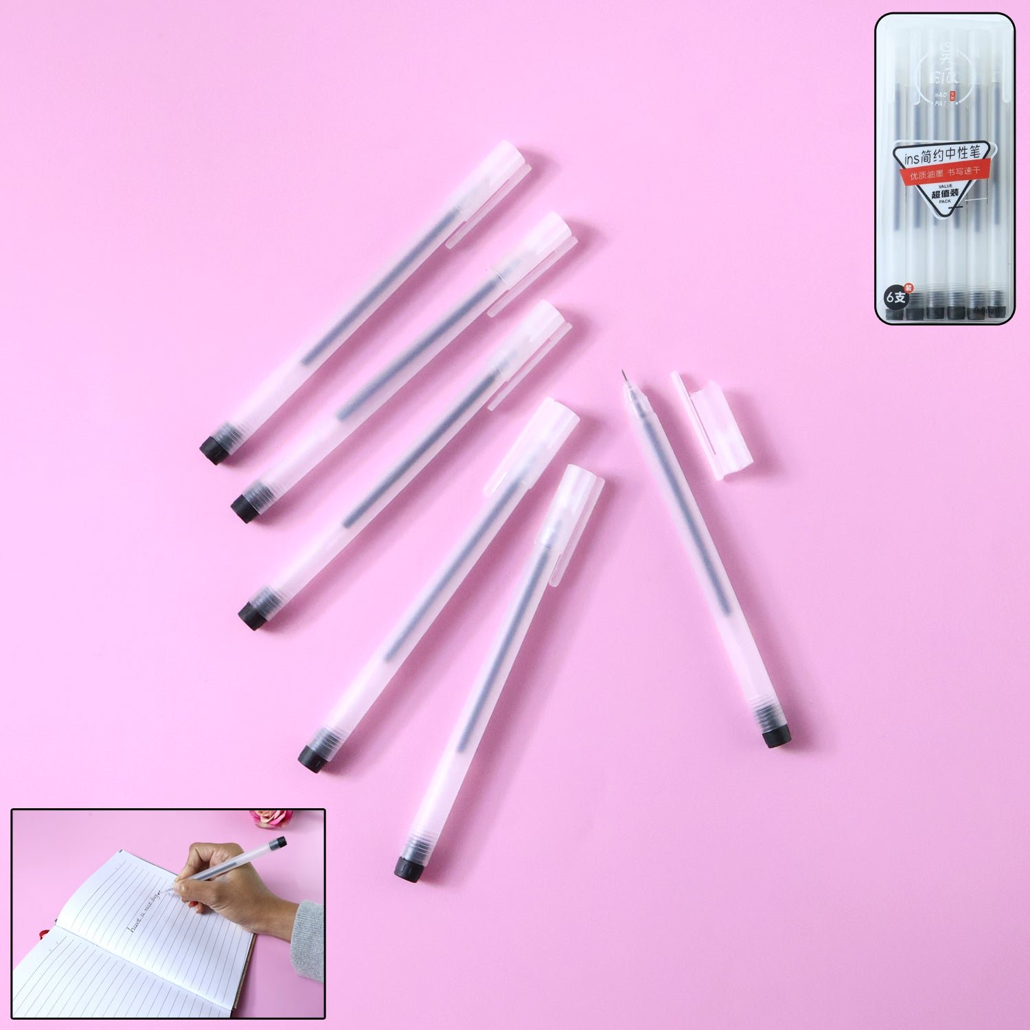 01_pen_858eb749-f4d4-420a-83a4-c92874fcb41b Black Gel Pens Set of 6 – Transparent, Smooth Writing