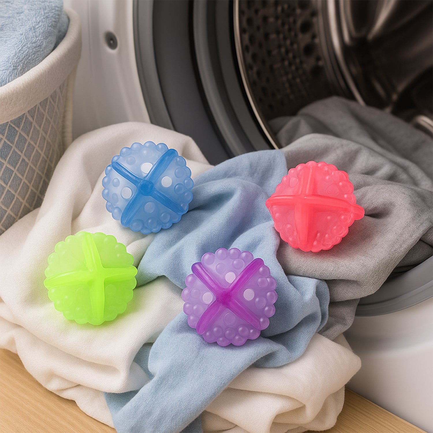Detergent-Free Laundry Balls – 4 Pcs for Eco-Friendly Wash | Velvet Wipe