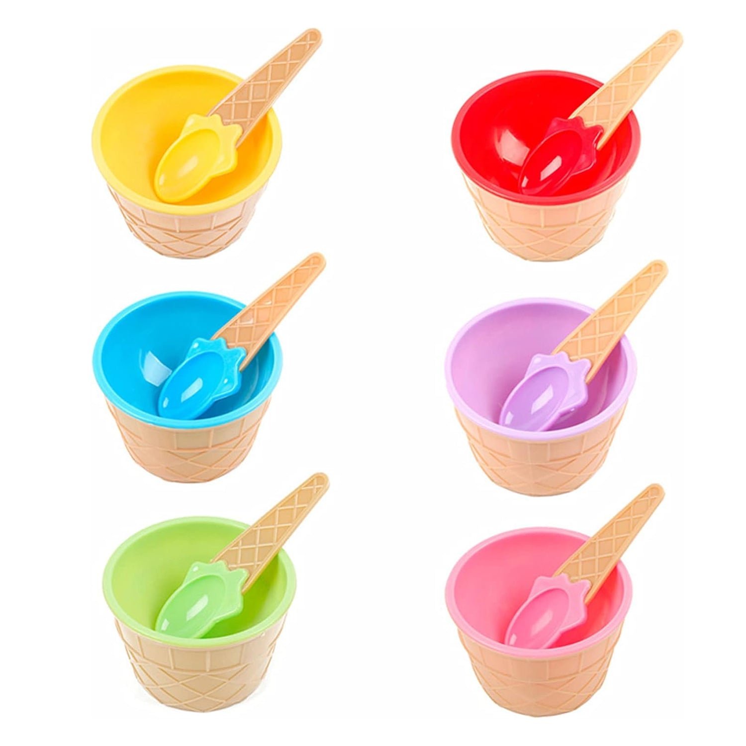 Ice Cream Bowl Set – 6 Pc Waffle Spoon | Lunchie Bunchie